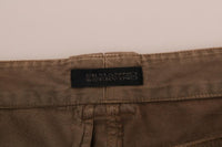 Pantaloni slim fit casual in cotone marrone-IT38/XS