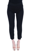 Pantaloni eleganti Capri in cotone nero elasticizzato-IT42/M