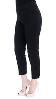 Pantaloni eleganti Capri in cotone nero elasticizzato-IT42/M