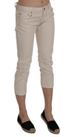 Jeans Capri corto elasticizzato a vita bassa in cotone beige-W29