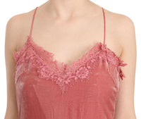 Abito longuette a trapezio con spacco laterale in pizzo rosa-IT38/XS