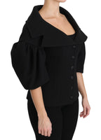 Cappotto Formale Nero Giacca in Lana Vergine-IT40/S