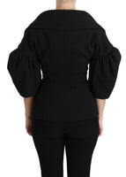 Cappotto Formale Nero Giacca in Lana Vergine-IT40/S