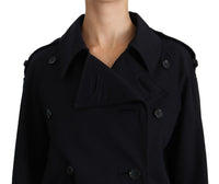 Cappotto Blu Cotone Donna Trench Jacket-IT36/XS