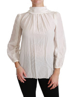 Camicetta bianca a collo alto Camicia in seta Top-IT38/XS