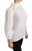 Camicetta bianca a collo alto Camicia in seta Top-IT38/XS