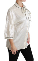 Camicetta Camicetta con maniche a 3/4 beige Top in seta-IT46/XL