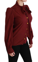 Camicia a maniche lunghe marrone chiaro Camicetta in seta Top-IT36/XS