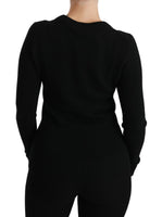 Maglione pullover con nappe dorate in lana nera-IT38/XS