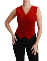 Gilet Smanicato Rosso Cotone Top Vest-IT40/S