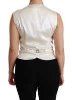 Gilet Bianco Gilet Slim In Seta Top-IT40/S