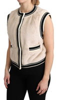 Gilet senza maniche in pelliccia beige Top in poliestere-IT40/S