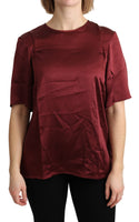 Blusa Girocollo Bordeaux Top In Seta-IT46/XL