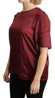 Blusa Girocollo Bordeaux Top In Seta-IT46/XL