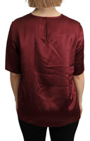 Blusa Girocollo Bordeaux Top In Seta-IT46/XL