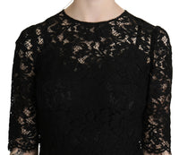 Abito al ginocchio con guaina in pizzo floreale nero-IT38/XS