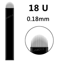 100pcs 0.18mm Lamina Tebori Flex Microblading 12 14 16 18 U Shape Tattoo Needles for Permanente Makeup Eyebrow Blades Manual Pen