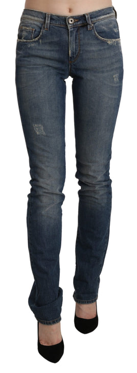 Jeans skinny a vita media lavati blu-W26