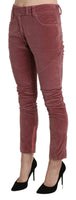 Pantaloni skinny in cotone rosso a vita media-IT40/S