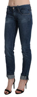 Pantaloni skinny in denim a vita bassa lavati blu-W26