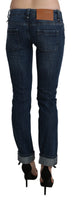 Pantaloni skinny in denim a vita bassa lavati blu-W26