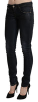 Pantaloni slim in denim skinny a vita bassa lavati blu-W26