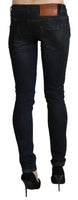 Pantaloni slim in denim skinny a vita bassa lavati blu-W26