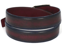 PAUL PARKMAN Men's Leather Belt Dual Tone Navy & Bordeaux (ID#B01-NVY-BRD)