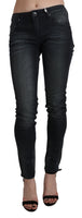 Pantaloni skinny in denim a vita bassa lavati neri-W27