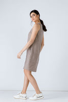 CONQUISTA FASHION - Original Taupe Sleeveless Sack Dress