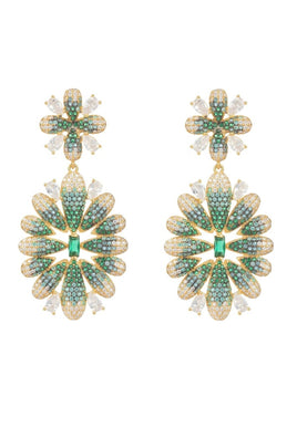 Original Babylon Flower Drop Earrings Gold Green