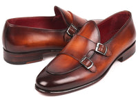 Paul Parkman Men's Brown Double Monkstrap Shoes (ID#HT61BRW)