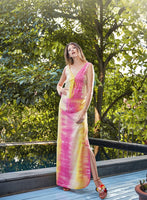 AKOSEE - Original Olga Drawstring Maxi Dress in Tie Dye (Straight Skirt)