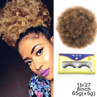 High Afro Puff Ponytail Drawstring Chignon Hairpiece Short Synthetic Kinky Curly Fake Hair Bun Updo Clip in Hair Extensions