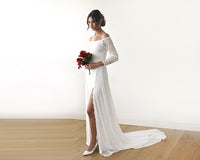 BLUSHFASHION - Original Ivory Wedding Dress With a Slit & Train #1179