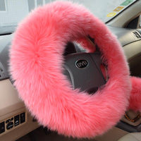 KAWOSEN - Original Winter Warm Australian Wool Steering Wheel Cover for 14.96" X 14.96" Steeling Wheel in Diameter 38cm WSWC01