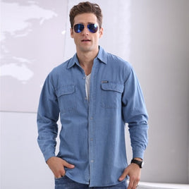 YSY&YTY - Original 2024 New Spring and Autumn Men's Soil Slim Long-Sleeved Large Size Denim Shirt Men's Long-Sleeved Thin Coat