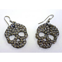 Pair of earrings with rhinestone skull - gray color - Plastic