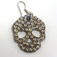 Pair of earrings with rhinestone skull - gray color - Plastic