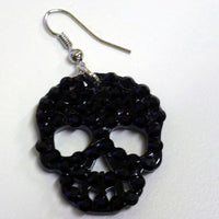 Pair of earrings with rhinestone skull - Black - Plastic