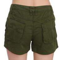 Mini shorts 100% cotone a vita media verde-IT36/XS