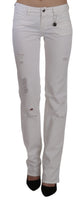 Pantaloni jeans dritti slim fit in cotone bianco-W25