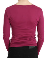 Top a maniche lunghe con cristalli Exte rosa-IT42/M