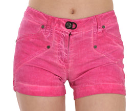 Mini shorts in denim di cotone rosa a vita media-IT38/XS