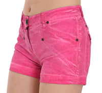 Mini shorts in denim di cotone rosa a vita media-IT38/XS