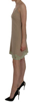 Mini abito in cotone con spalline in pizzo beige-IT46/XL