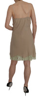 Abito in cotone con spalline sottili in pizzo beige-IT44/L