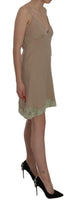 Abito in cotone con spalline sottili in pizzo beige-IT44/L