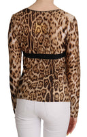 Camicetta da donna leopardata girocollo marrone-IT46/L