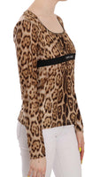 Camicetta da donna leopardata girocollo marrone-IT46/L